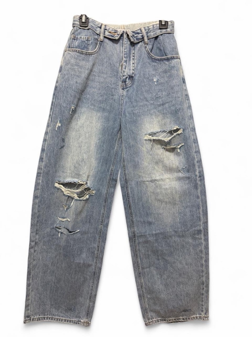 Wide Leg Distressed Light Blue Women's Jeans